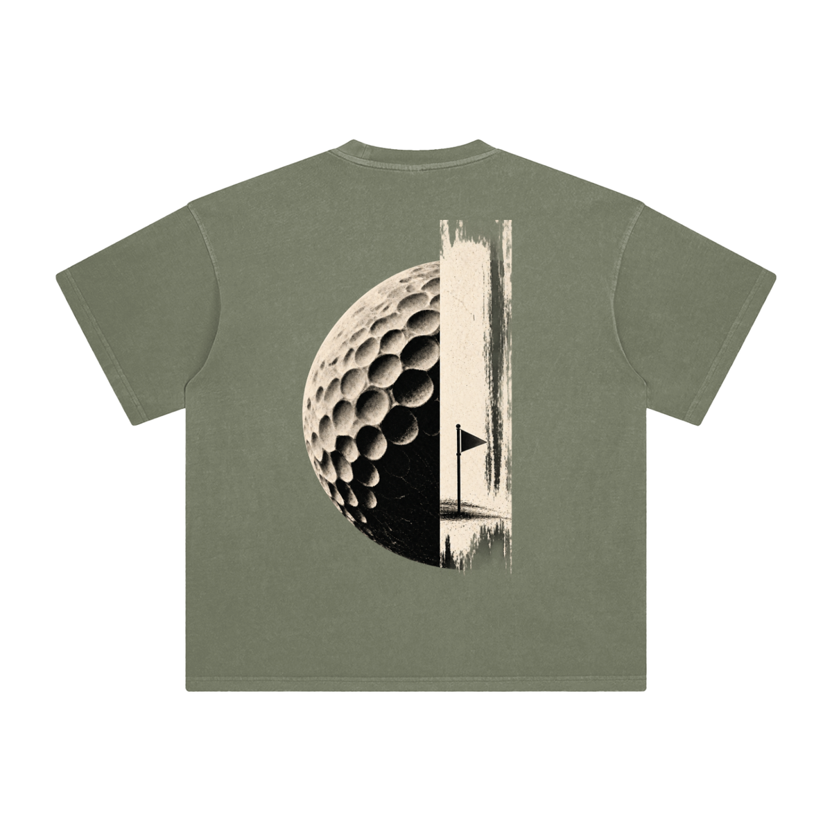 Half Moon Tee, Gray Green, Back view