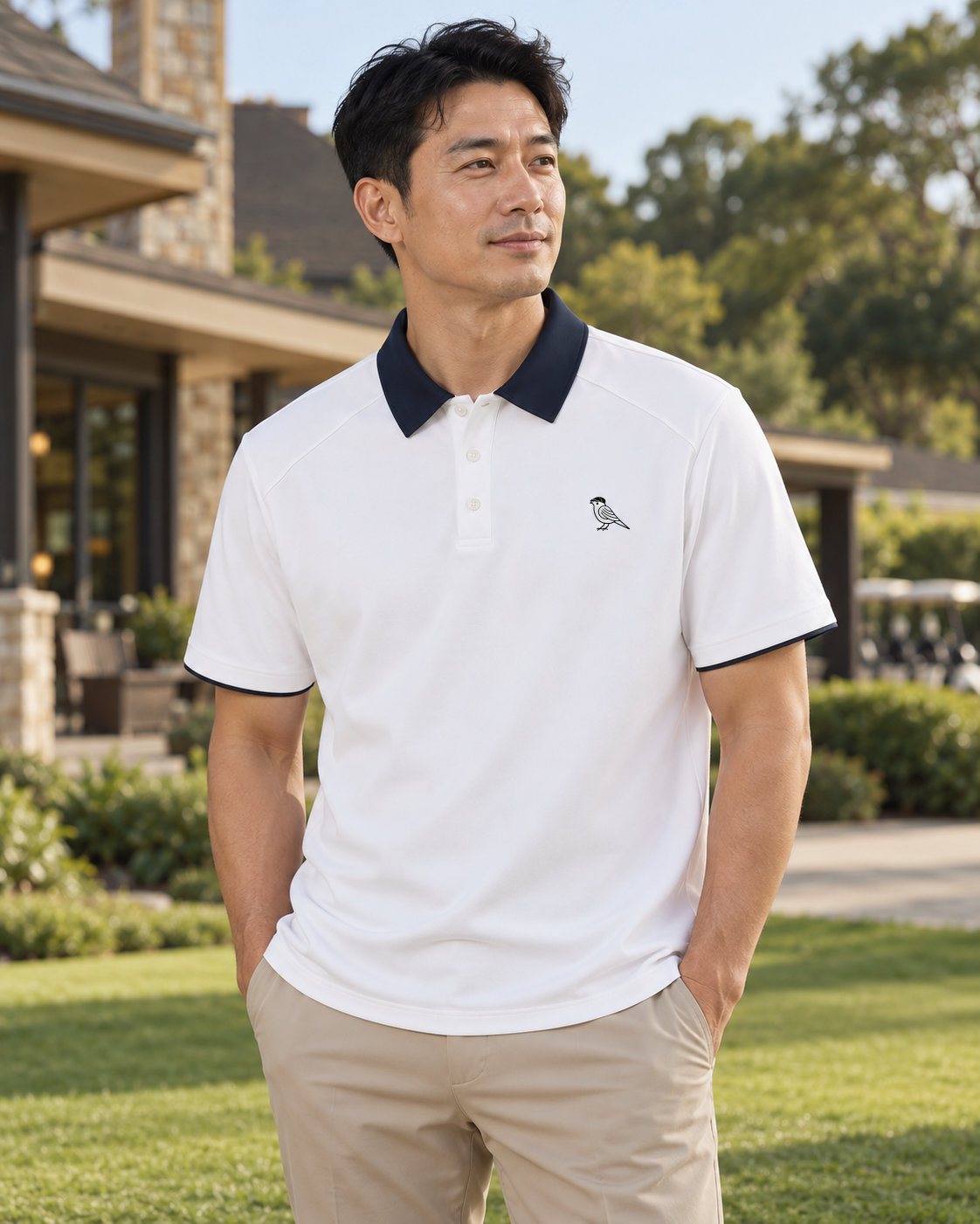Hickory Polo worn in White