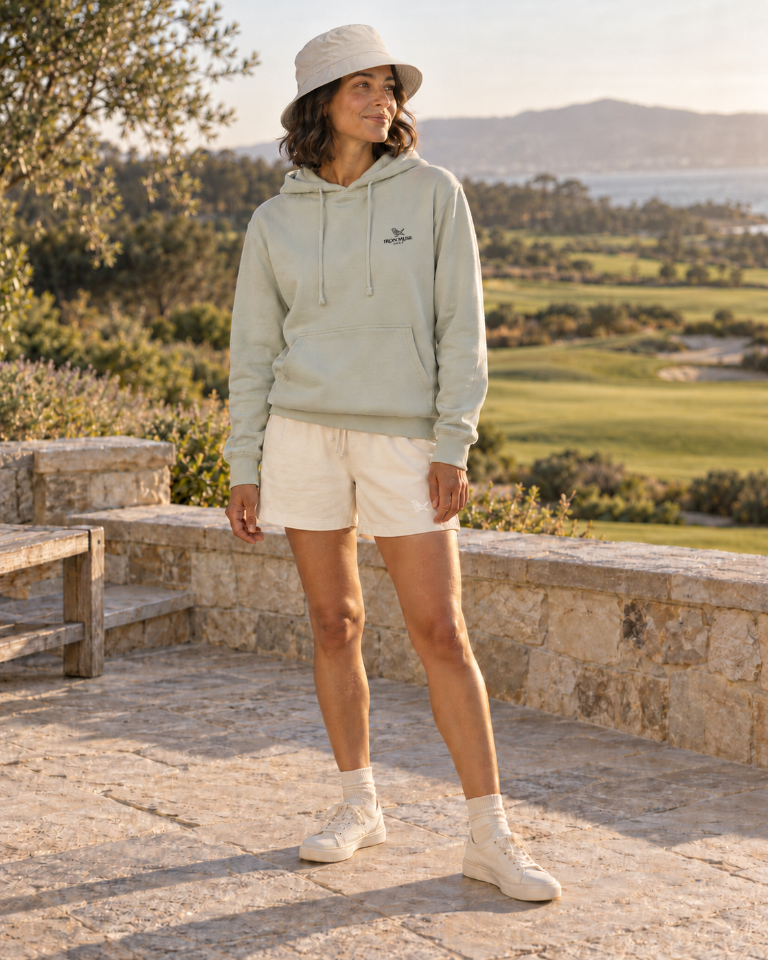 Heritage Hoodie worn in Dusty Sage