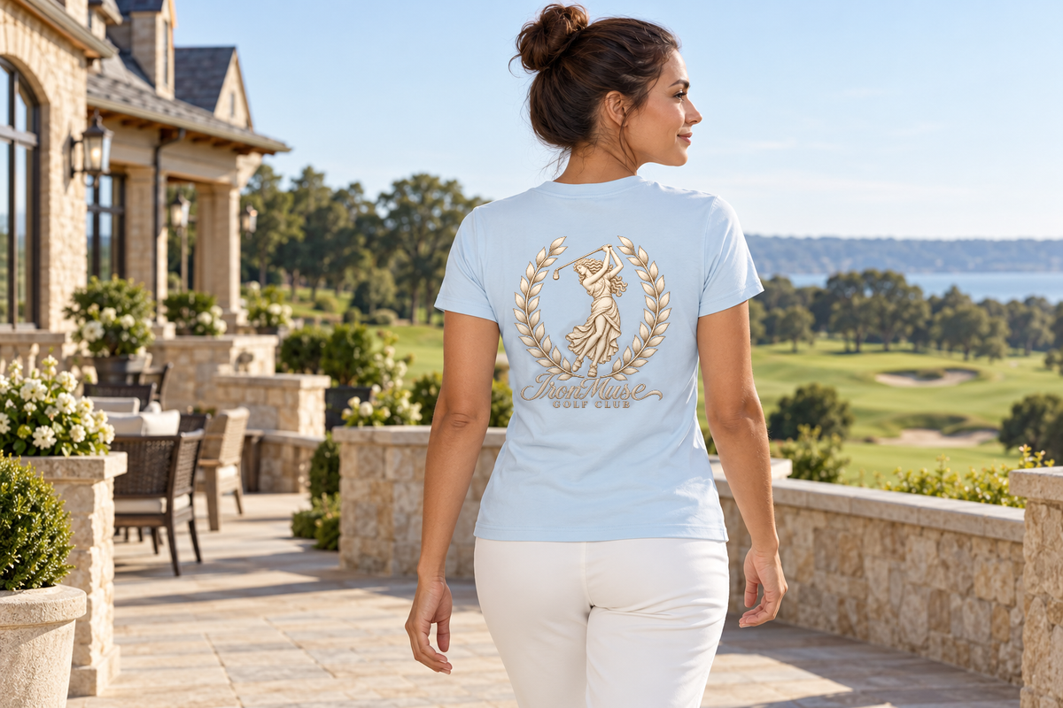 Juno Tee worn in Sky Blue
