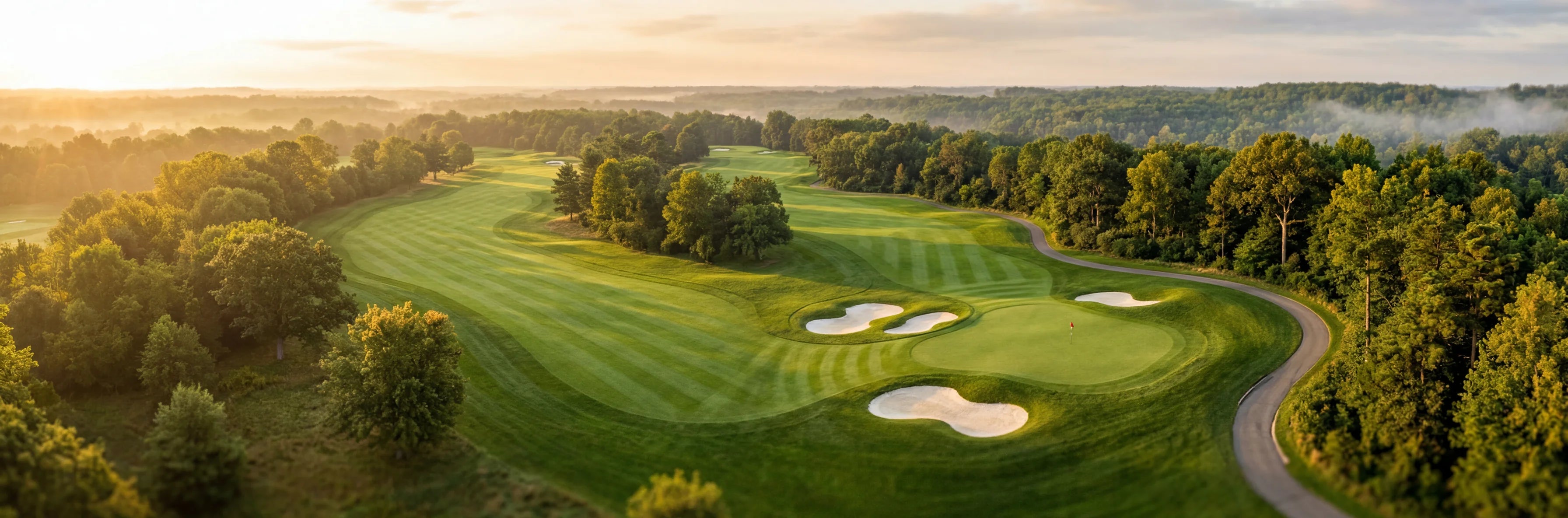 Sunrise over a golf course